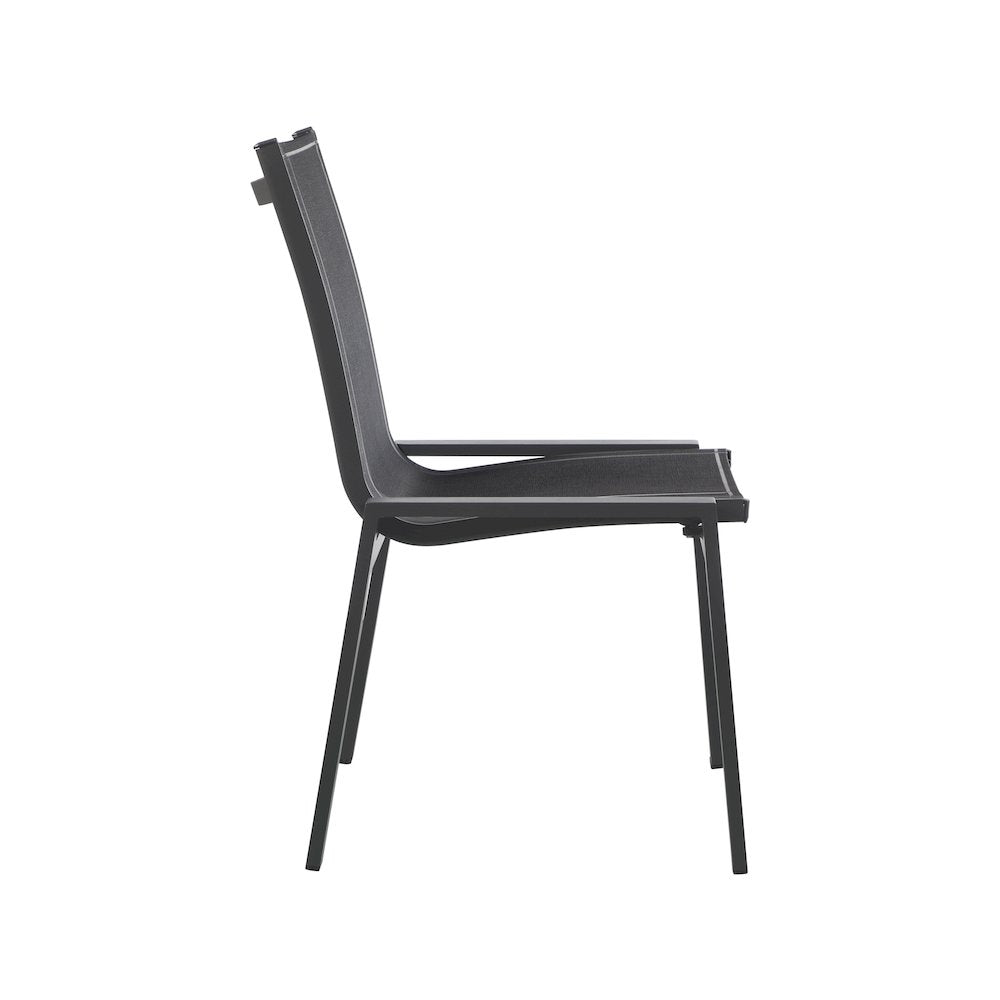 Nizuc Black Mesh Water Resistant Fabric Outdoor Patio Dining Chair, Set of 2