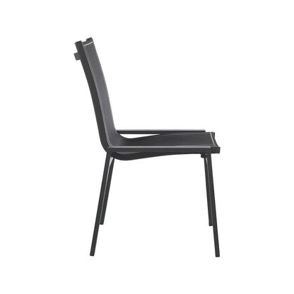 Nizuc Black Mesh Water Resistant Fabric Outdoor Patio Dining Chair, Set of 2