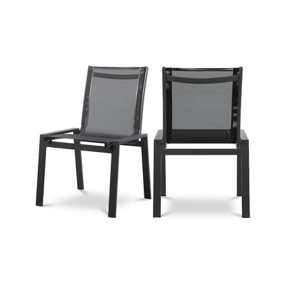 Nizuc Black Mesh Water Resistant Fabric Outdoor Patio Dining Chair, Set of 2