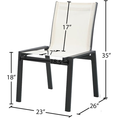 Nizuc White Mesh Water Resistant Fabric Outdoor Patio Dining Chair, Set of 2
