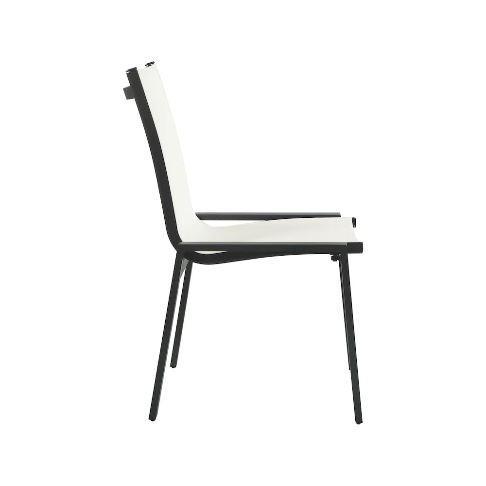 Nizuc White Mesh Water Resistant Fabric Outdoor Patio Dining Chair, Set of 2
