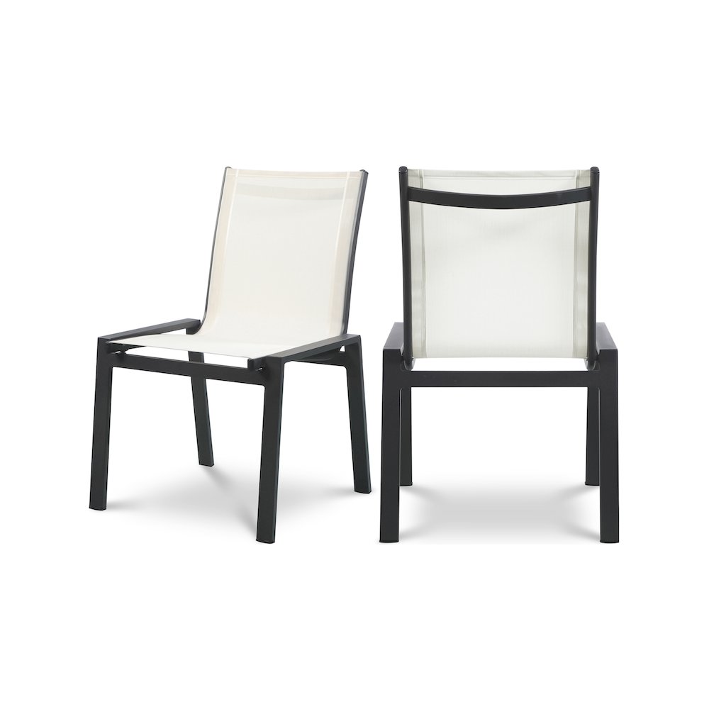 Nizuc White Mesh Water Resistant Fabric Outdoor Patio Dining Chair, Set of 2