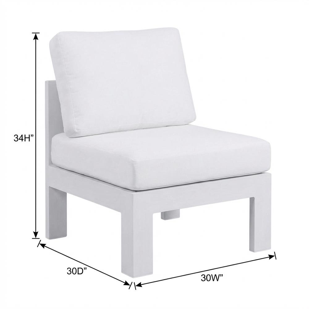White Fabric Outdoor Patio Aluminum Armless Chair With Contemporary Style