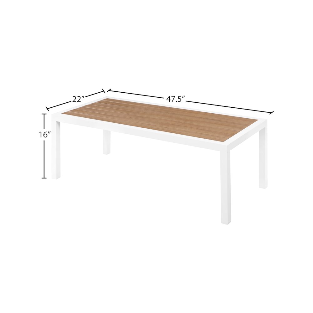 Nizuc Brown Wood Look Accent Paneling Outdoor Patio Aluminum Coffee Table