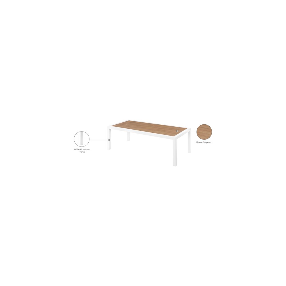 Nizuc Brown Wood Look Accent Paneling Outdoor Patio Aluminum Coffee Table