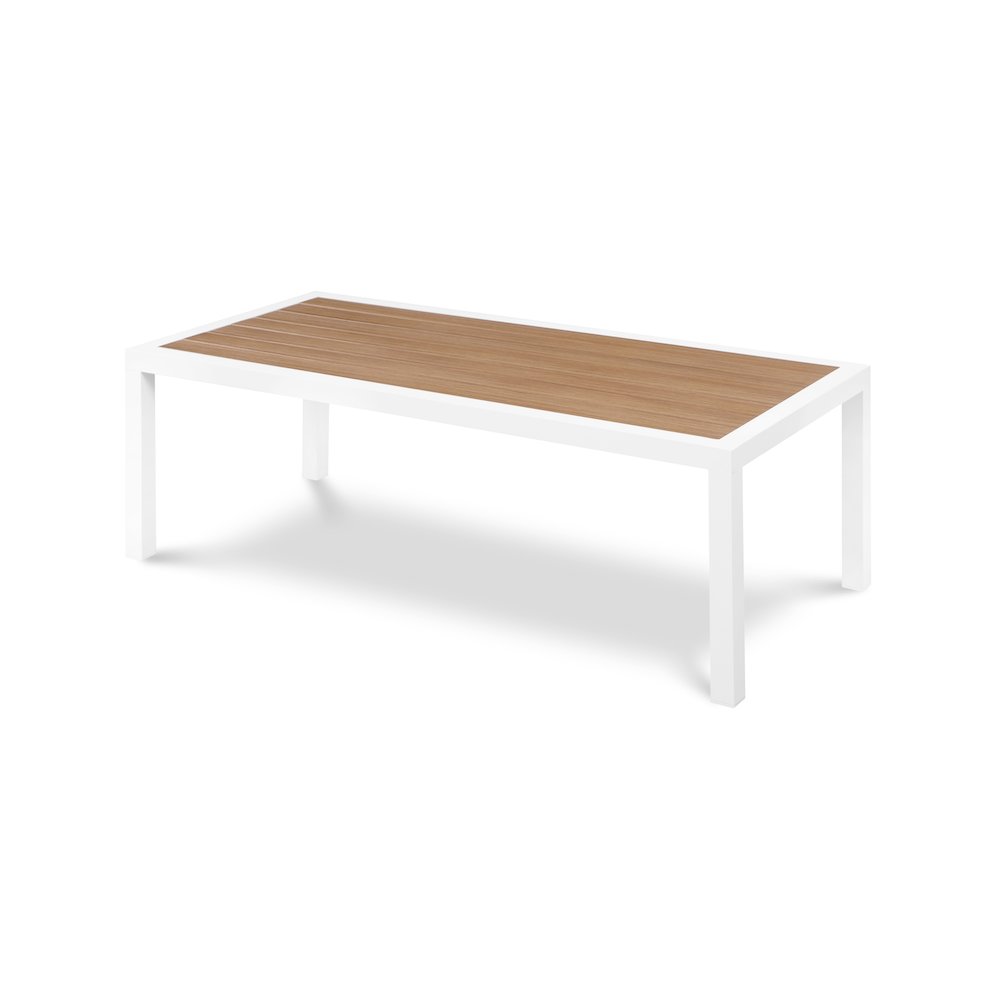 Nizuc Brown Wood Look Accent Paneling Outdoor Patio Aluminum Coffee Table
