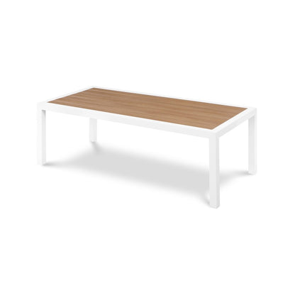 Nizuc Brown Wood Look Accent Paneling Outdoor Patio Aluminum Coffee Table