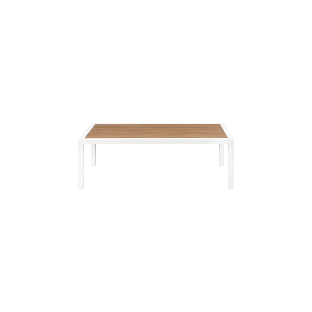Nizuc Brown Wood Look Accent Paneling Outdoor Patio Aluminum Coffee Table