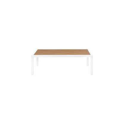 Nizuc Brown Wood Look Accent Paneling Outdoor Patio Aluminum Coffee Table