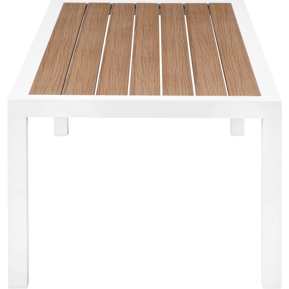 Nizuc Brown Wood Look Accent Paneling Outdoor Patio Aluminum Coffee Table