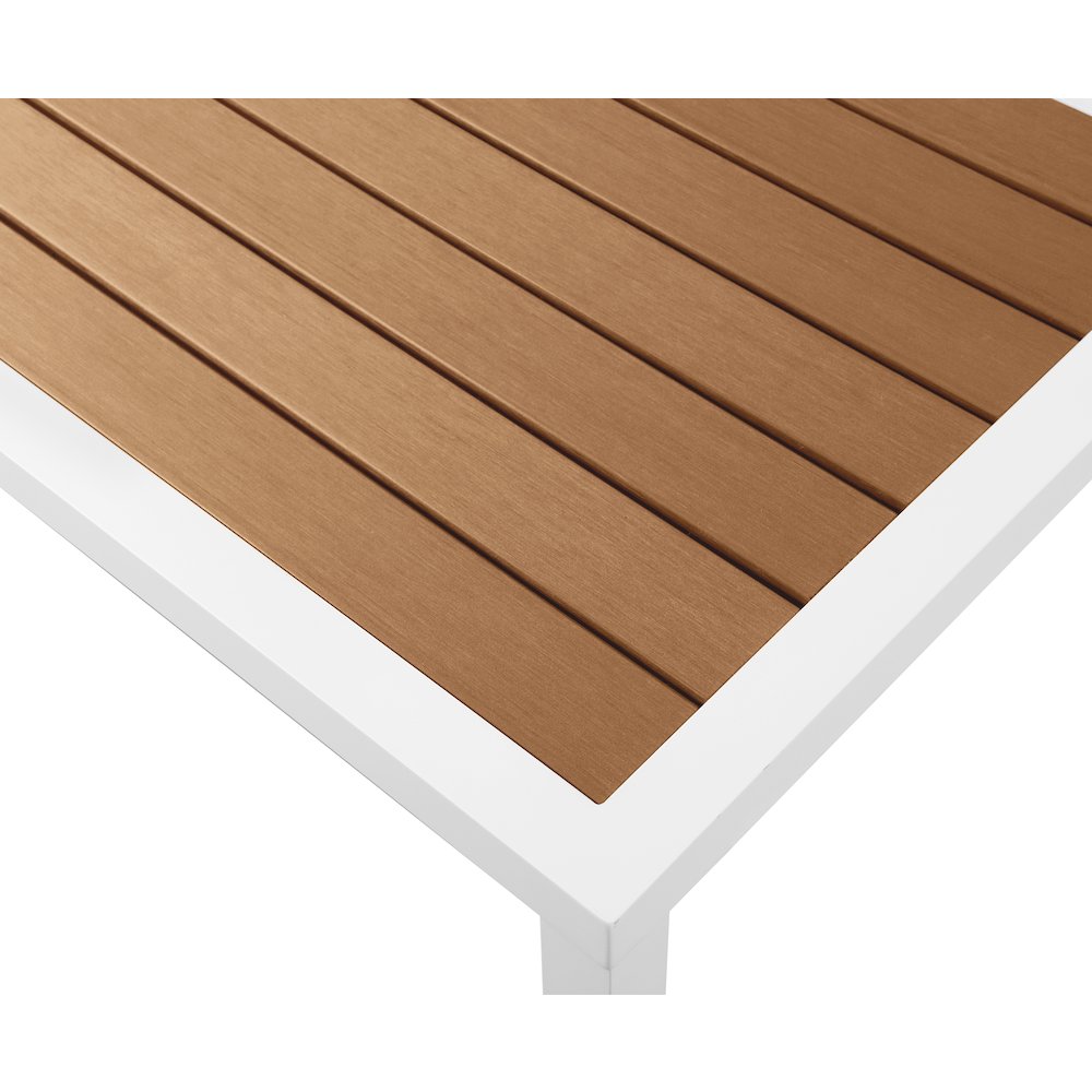 Nizuc Brown Wood Look Accent Paneling Outdoor Patio Aluminum Coffee Table