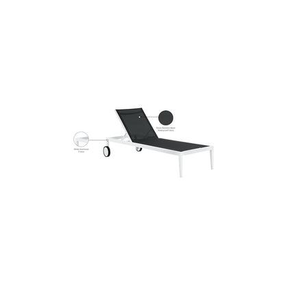Nizuc Black Mesh Water Resistant Fabric Outdoor Patio Chaise Lounge Chair