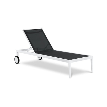 Nizuc Black Mesh Water Resistant Fabric Outdoor Patio Chaise Lounge Chair
