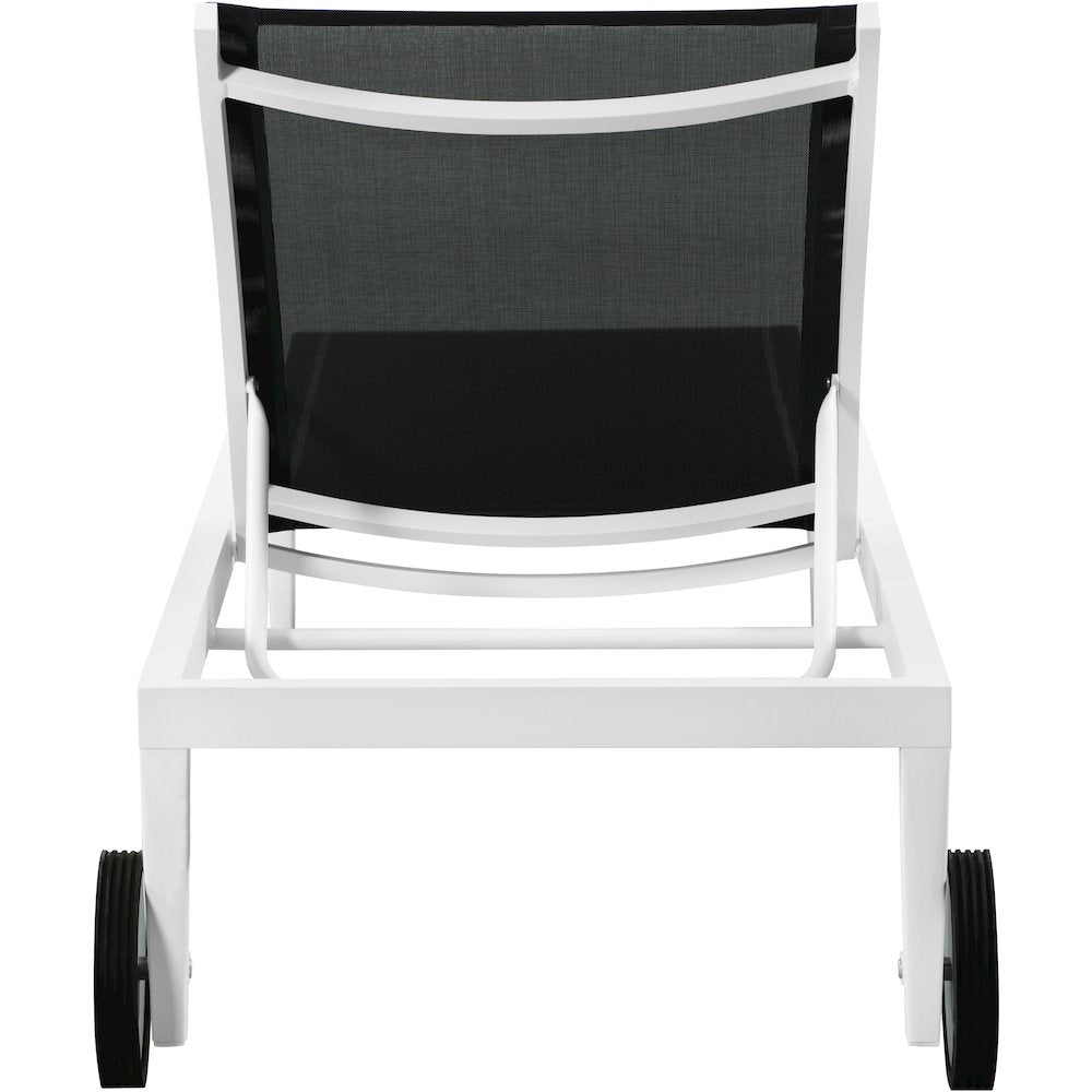 Nizuc Black Mesh Water Resistant Fabric Outdoor Patio Chaise Lounge Chair