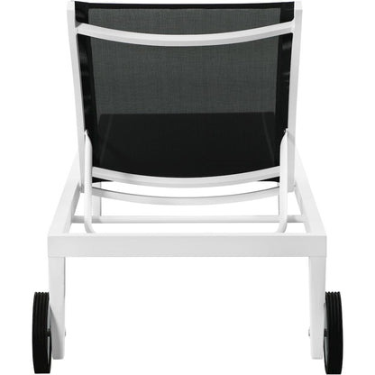 Nizuc Black Mesh Water Resistant Fabric Outdoor Patio Chaise Lounge Chair