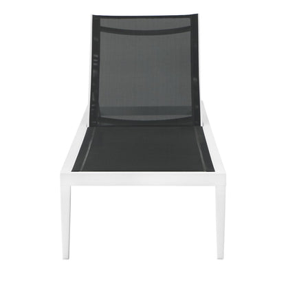 Nizuc Black Mesh Water Resistant Fabric Outdoor Patio Chaise Lounge Chair