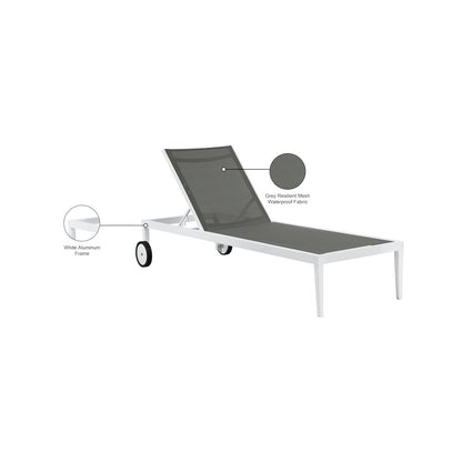 Nizuc Grey Mesh Water Resistant Fabric Outdoor Patio Chaise Lounge Chair