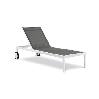 Nizuc Grey Mesh Water Resistant Fabric Outdoor Patio Chaise Lounge Chair