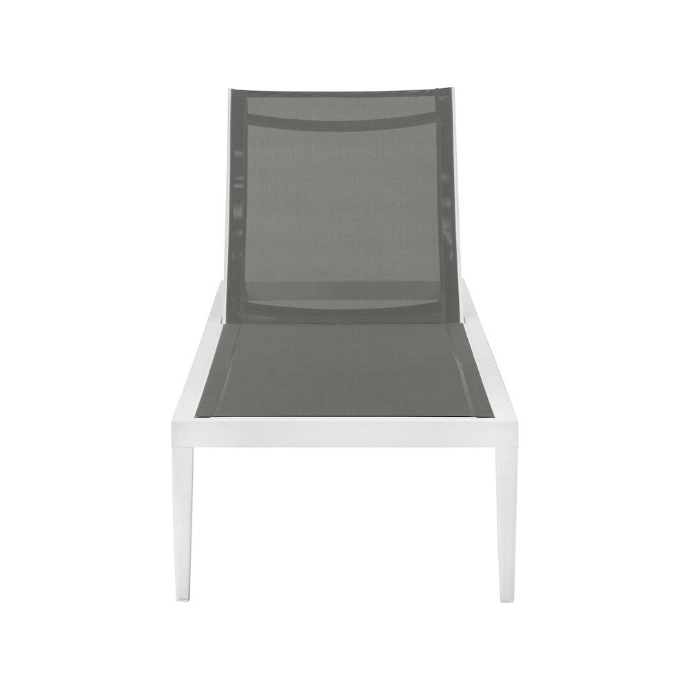 Nizuc Grey Mesh Water Resistant Fabric Outdoor Patio Chaise Lounge Chair