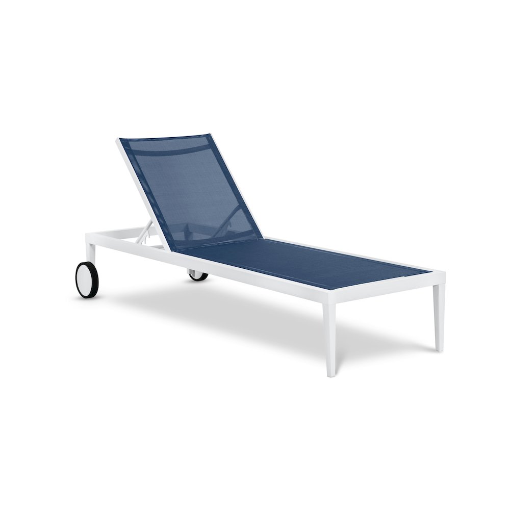 Nizuc Navy Mesh Water Resistant Fabric Outdoor Patio Chaise Lounge Chair