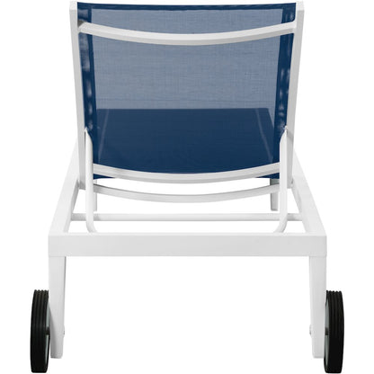 Nizuc Navy Mesh Water Resistant Fabric Outdoor Patio Chaise Lounge Chair
