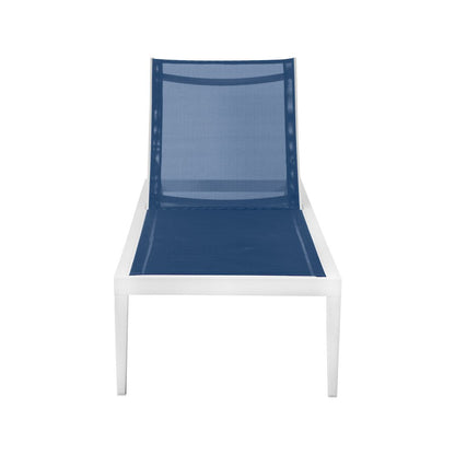 Nizuc Navy Mesh Water Resistant Fabric Outdoor Patio Chaise Lounge Chair