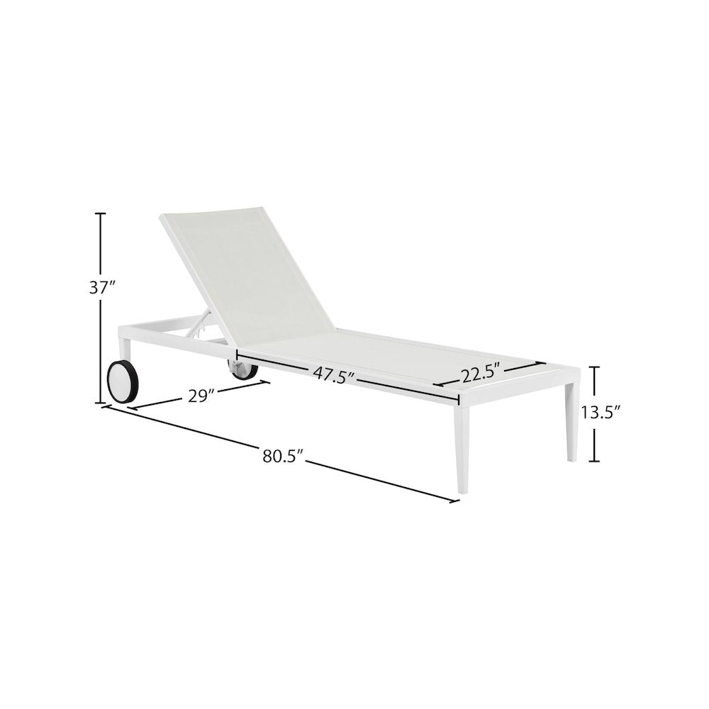 Nizuc White Mesh Water Resistant Fabric Outdoor Patio Chaise Lounge Chair