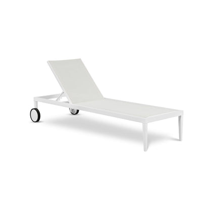 Nizuc White Mesh Water Resistant Fabric Outdoor Patio Chaise Lounge Chair