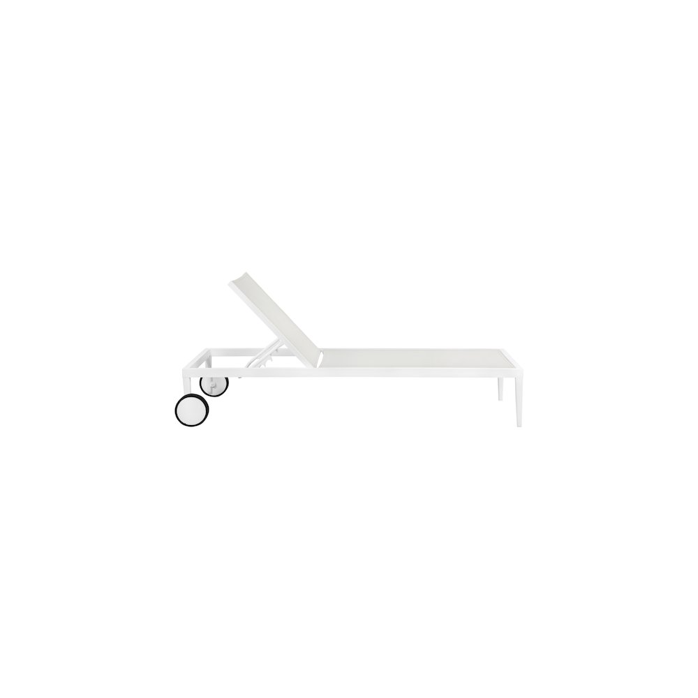 Nizuc White Mesh Water Resistant Fabric Outdoor Patio Chaise Lounge Chair