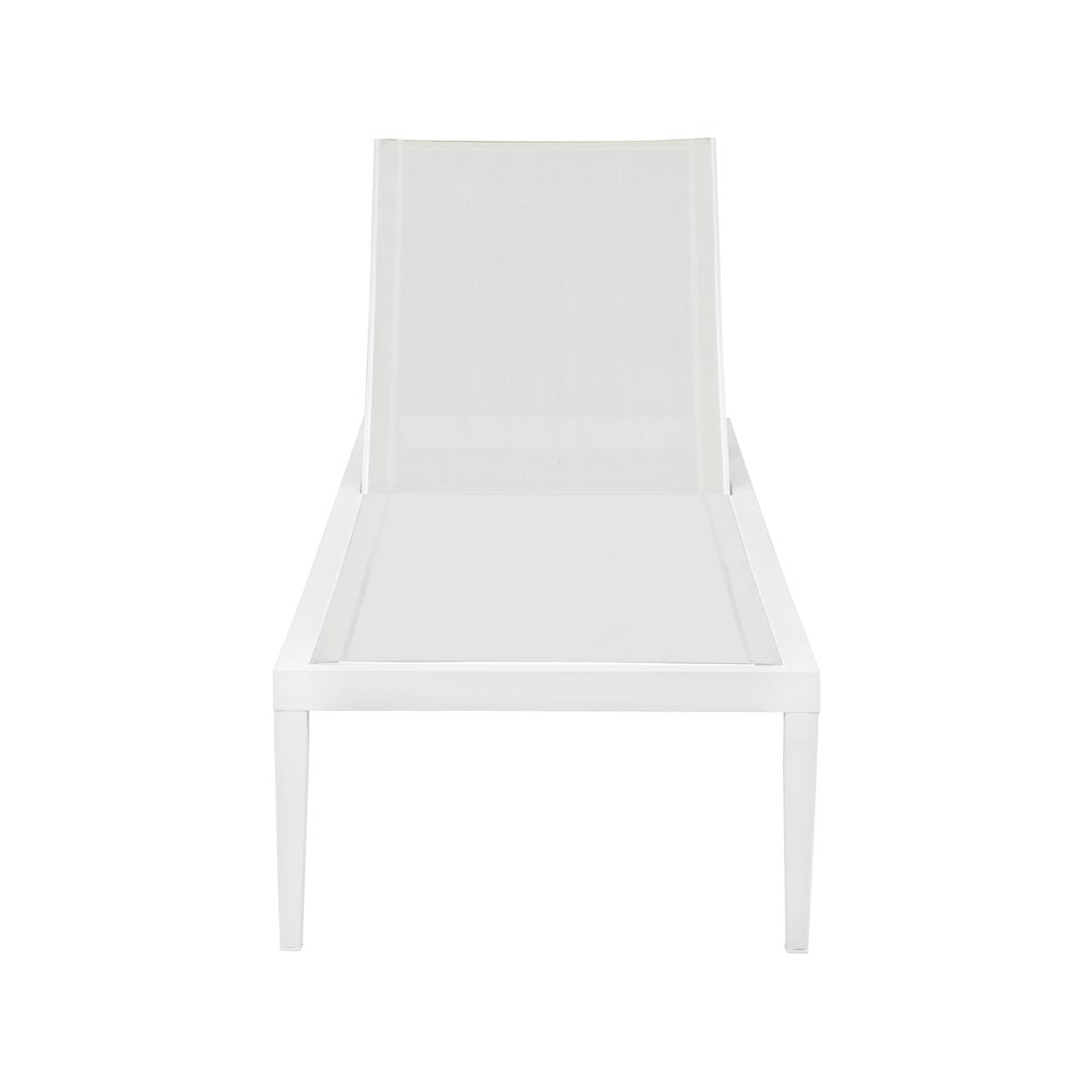 Nizuc White Mesh Water Resistant Fabric Outdoor Patio Chaise Lounge Chair