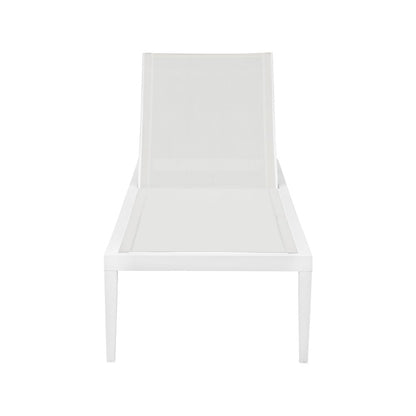 Nizuc White Mesh Water Resistant Fabric Outdoor Patio Chaise Lounge Chair