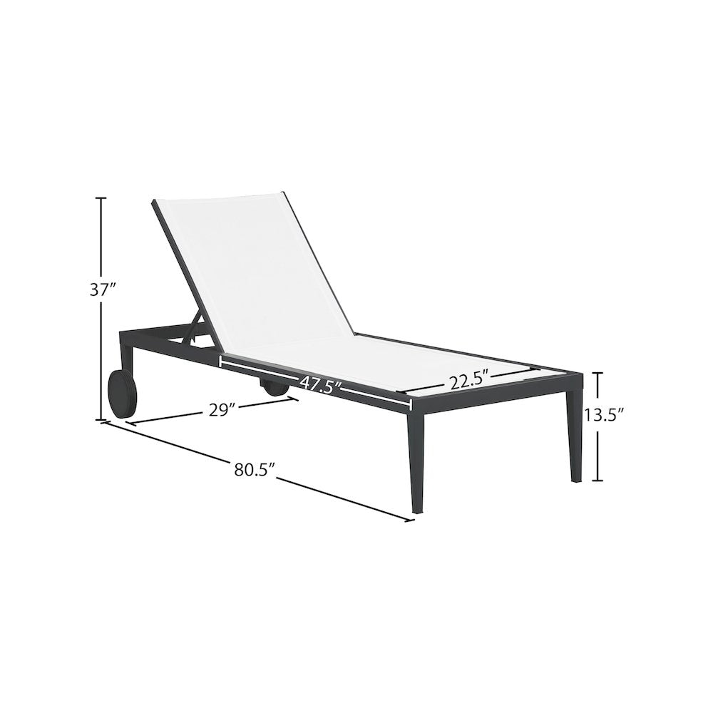 Nizuc White Mesh Water Resistant Fabric Outdoor Patio Chaise Lounge Chair
