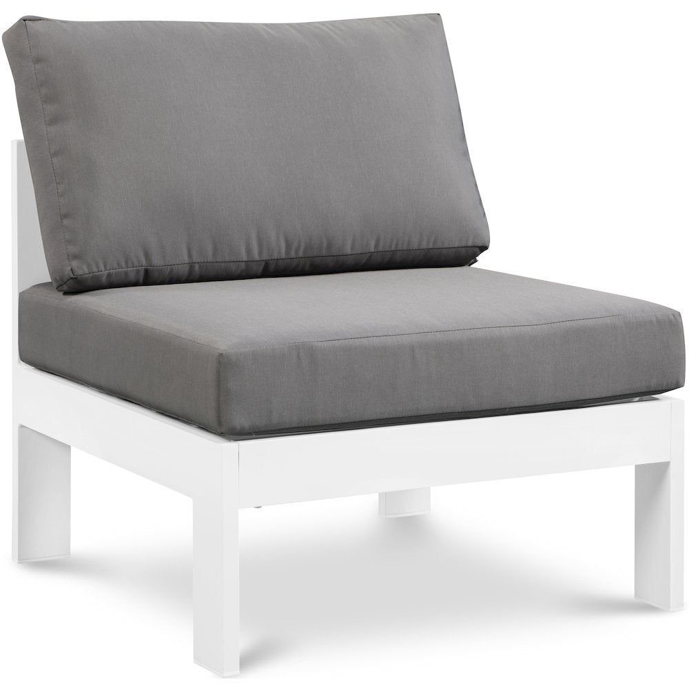 Nizuc Grey Water Resistant Fabric Outdoor Patio Aluminum Armless Chair