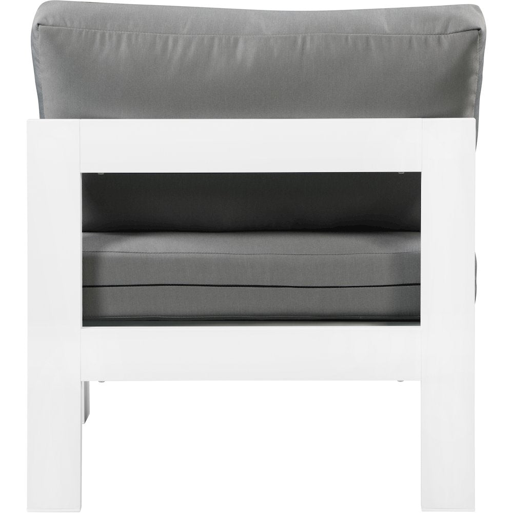 Nizuc Grey Water Resistant Fabric Outdoor Patio Aluminum Armless Chair