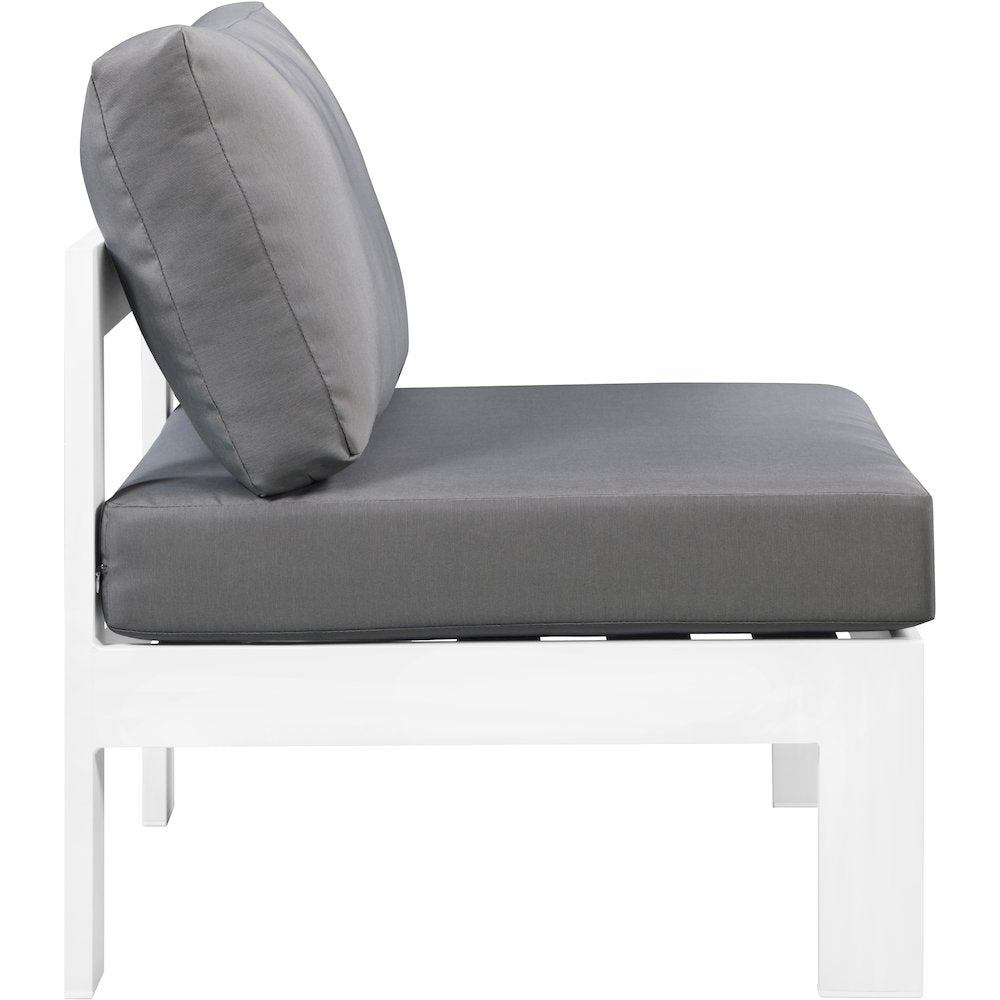 Nizuc Grey Water Resistant Fabric Outdoor Patio Aluminum Armless Chair