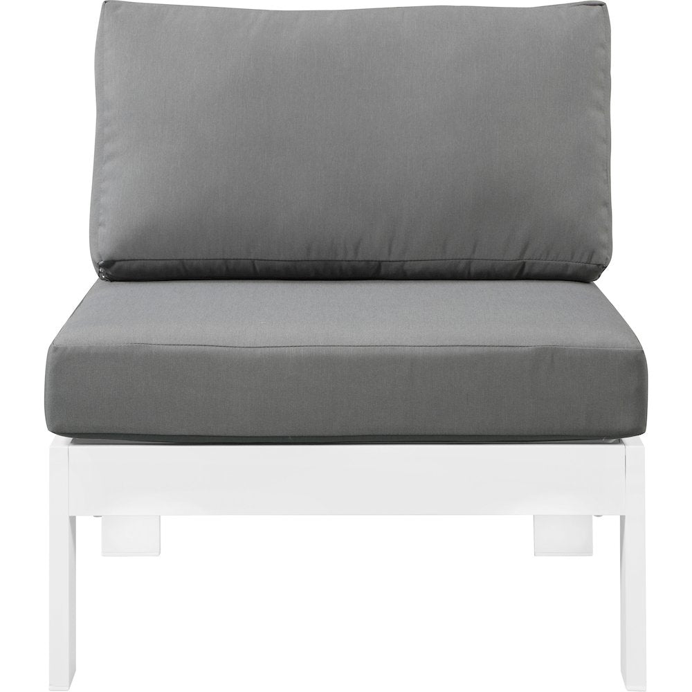 Nizuc Grey Water Resistant Fabric Outdoor Patio Aluminum Armless Chair