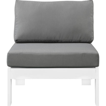 Nizuc Grey Water Resistant Fabric Outdoor Patio Aluminum Armless Chair