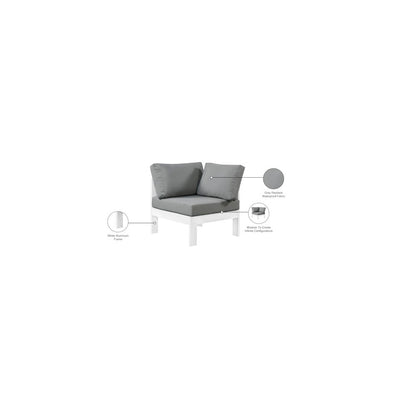 Nizuc Grey Water Resistant Fabric Outdoor Patio Aluminum Corner Chair