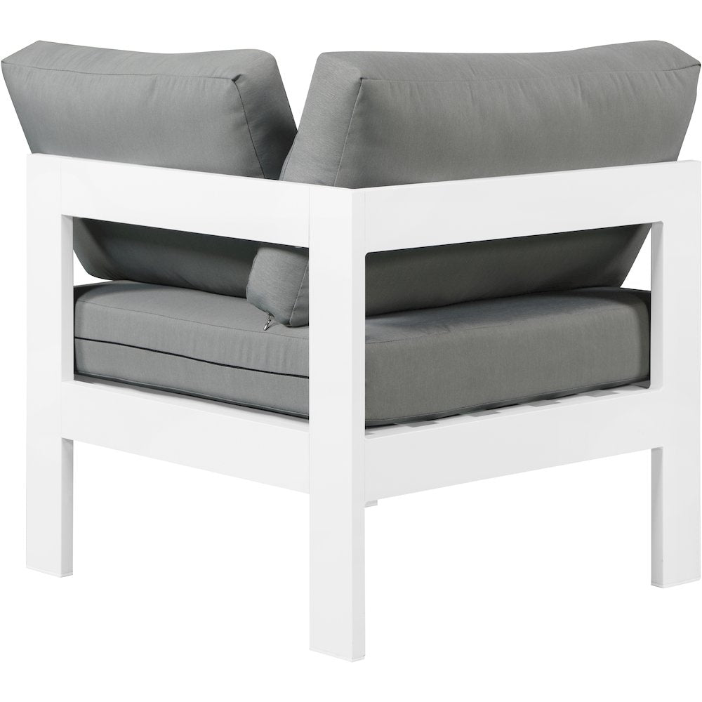 Nizuc Grey Water Resistant Fabric Outdoor Patio Aluminum Corner Chair