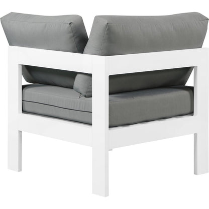 Nizuc Grey Water Resistant Fabric Outdoor Patio Aluminum Corner Chair