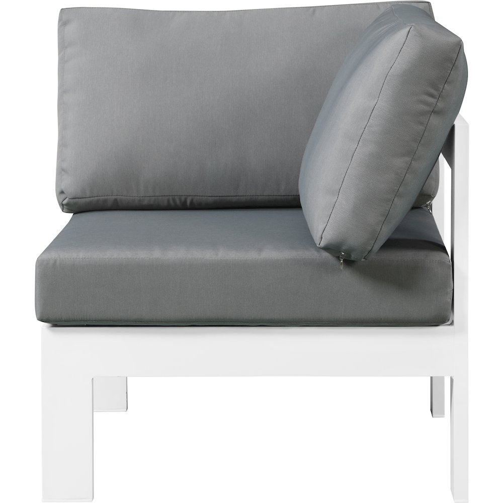 Nizuc Grey Water Resistant Fabric Outdoor Patio Aluminum Corner Chair