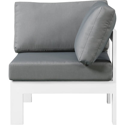 Nizuc Grey Water Resistant Fabric Outdoor Patio Aluminum Corner Chair