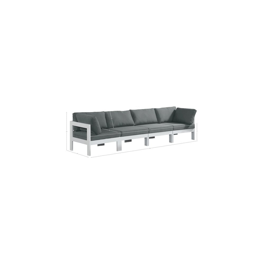 Nizuc Grey Water Resistant Fabric Outdoor Patio Modular Sofa