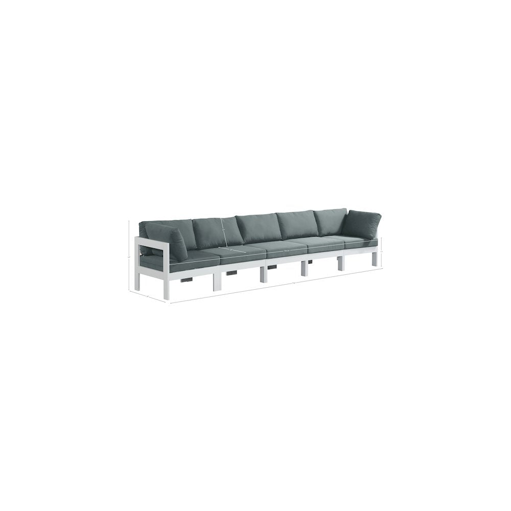 Nizuc Grey Water Resistant Fabric Outdoor Patio Modular Sofa