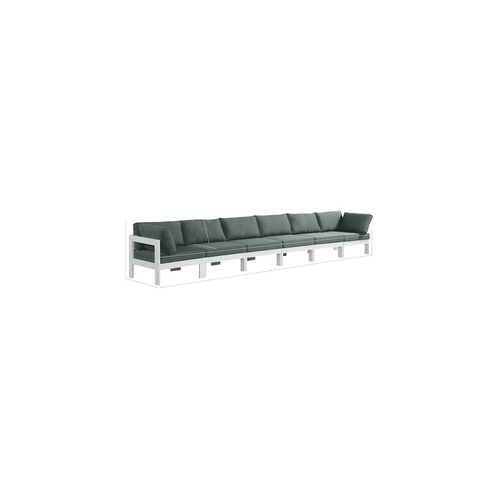 Nizuc Grey Water Resistant Fabric Outdoor Patio Modular Sofa