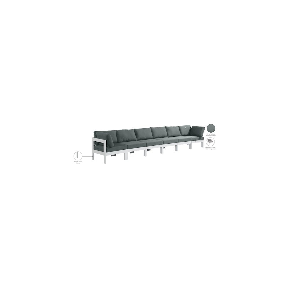 Nizuc Grey Water Resistant Fabric Outdoor Patio Modular Sofa