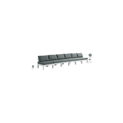 Nizuc Grey Water Resistant Fabric Outdoor Patio Modular Sofa