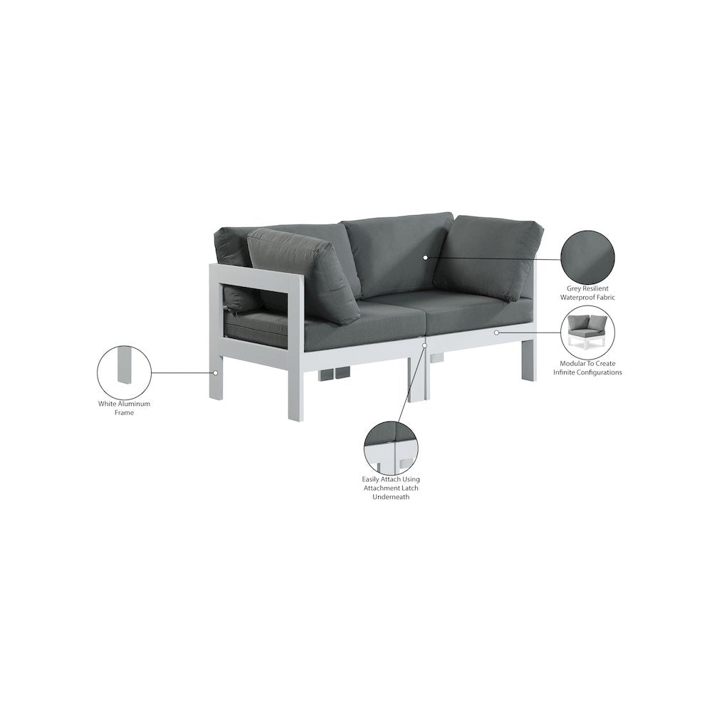 Nizuc Grey Water Resistant Fabric Outdoor Patio Modular Sofa