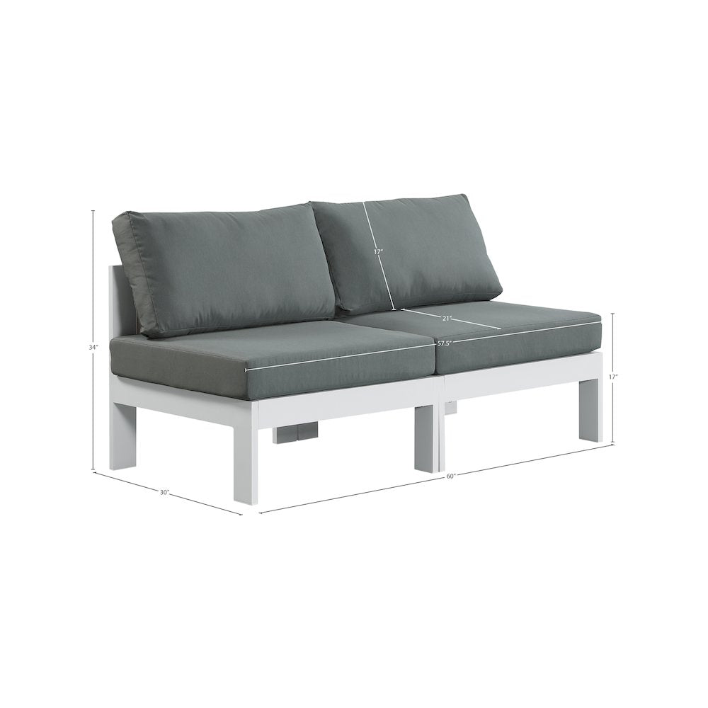 Nizuc Grey Water Resistant Fabric Outdoor Patio Modular Sofa