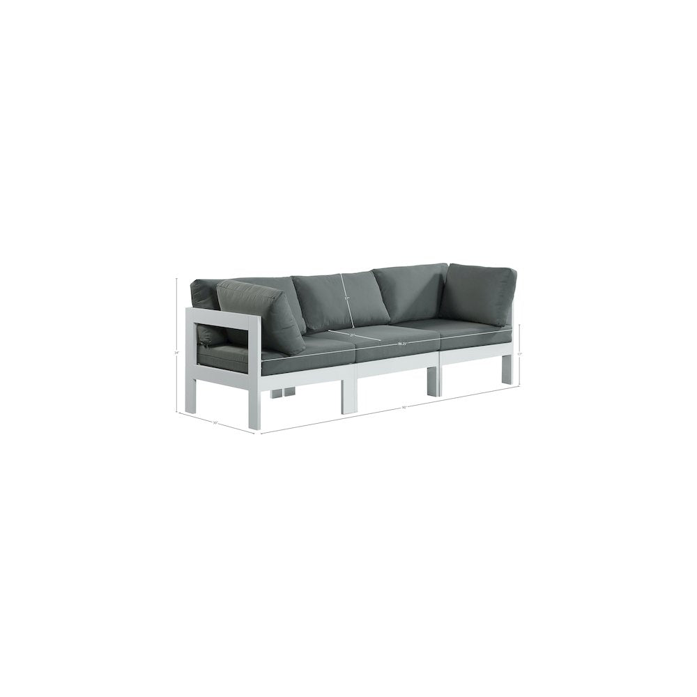 Nizuc Grey Water Resistant Fabric Outdoor Patio Modular Sofa
